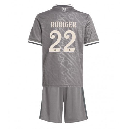 Fotballdrakt Barn Real Madrid Antonio Rudiger #22 Tredjedraktsett 2024-25 Kortermet (+ Korte bukser)